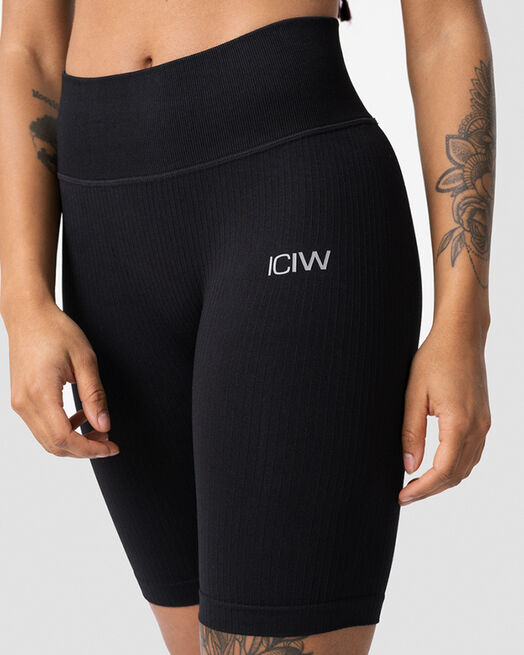ICIW Ribbed Define Seamless Biker Shorts, Black