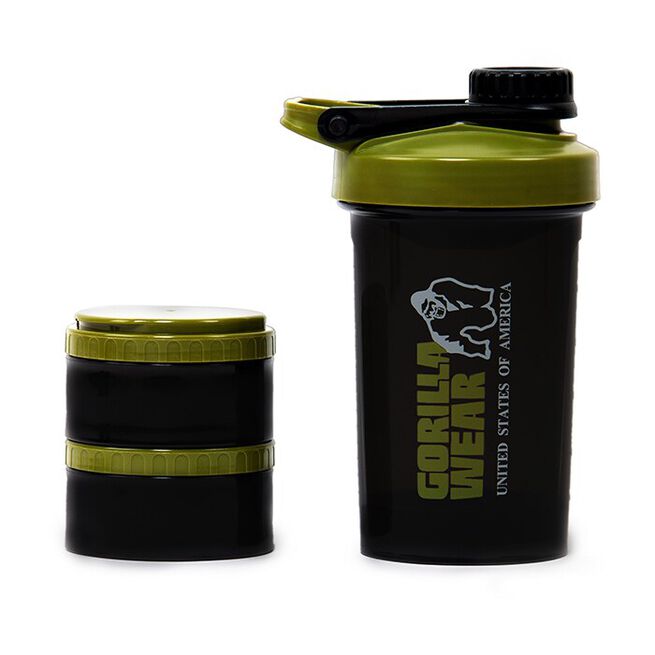 Shaker 2 Go Svart/Grønn 500 ml + 130 ml x 2