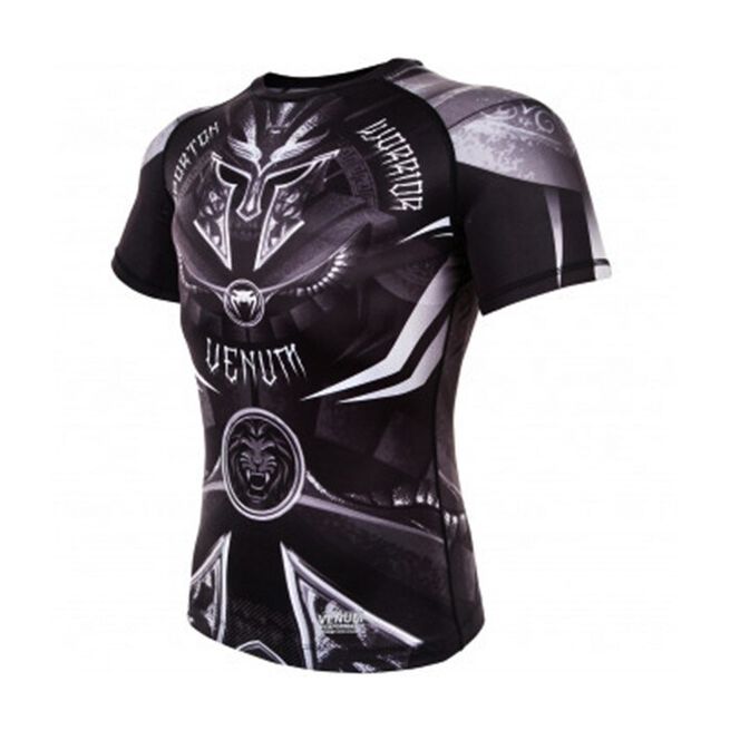 Venum Gladiator 3.0 Rashguard, Black/White, Short Sleeves, XL 