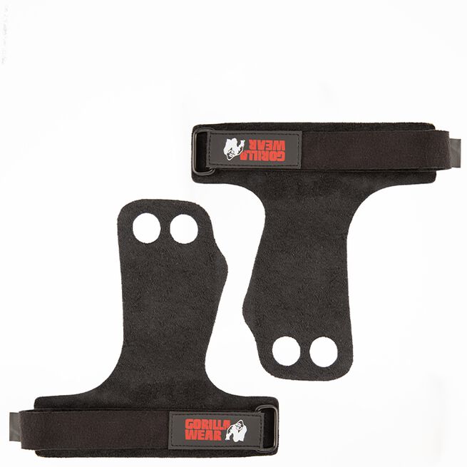 2-Hole Leather Lifting Grips Svart