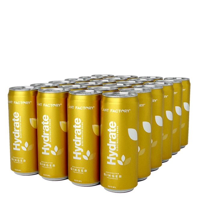24 x Hydrate Kullsyreholdig Kokosvann Brett 330 ml Ginger
