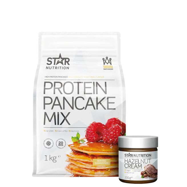 Proteinpannekaker 1 kg + Protein Hasselnøttkrem 200 g