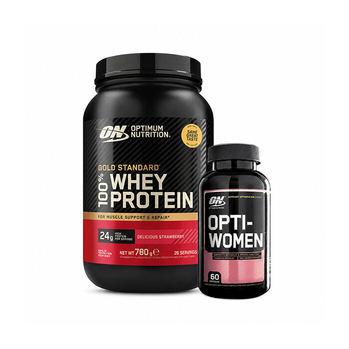 100 % Whey Gold Standard Myseprotein 700 g + Opti-Women, 60 kapsler