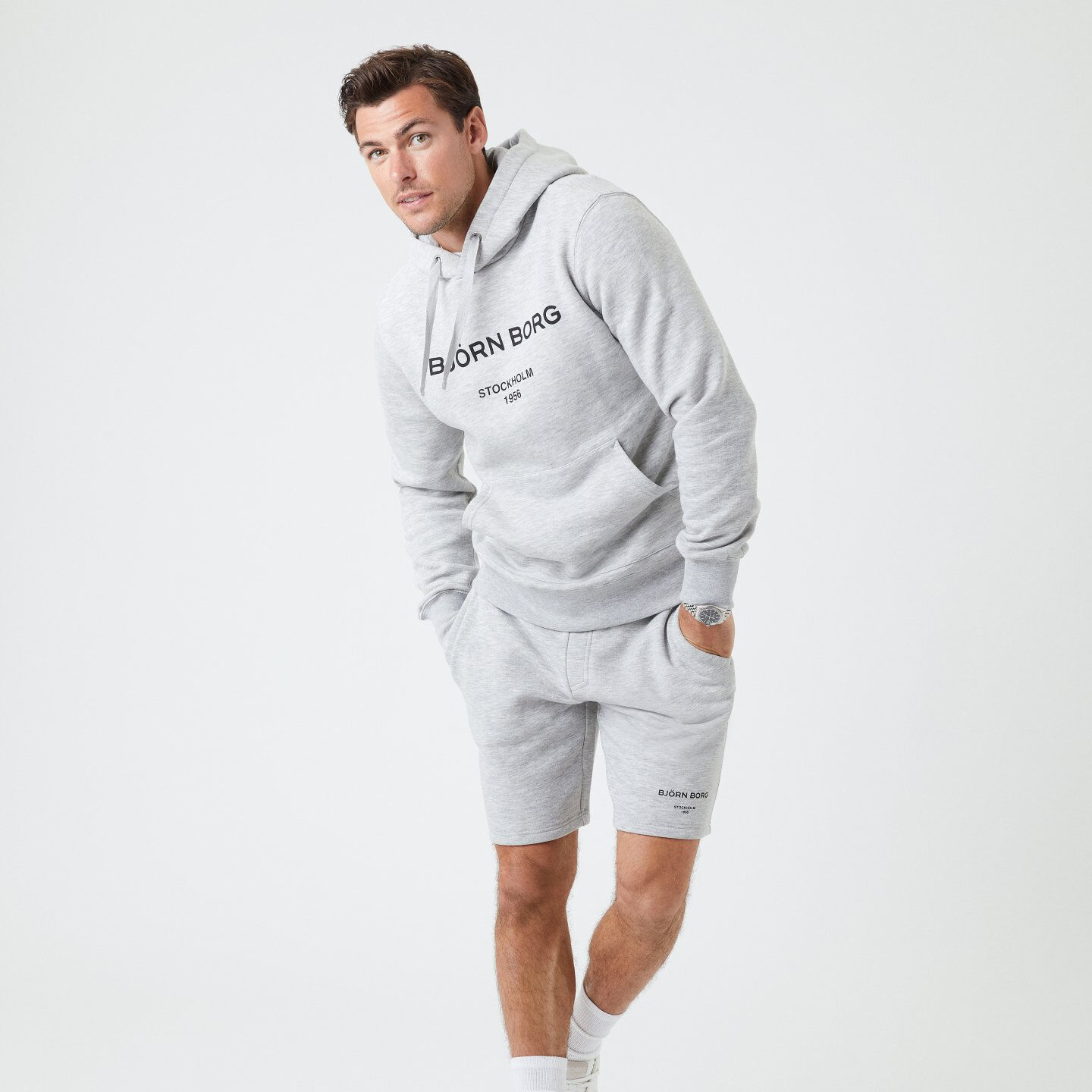 Kj p Borg Hoodie Light Grey Melange L Gymgrossisten.no