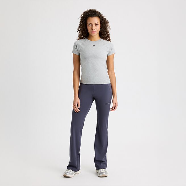 Flattering High Waist Pants, Dark Grey Plum