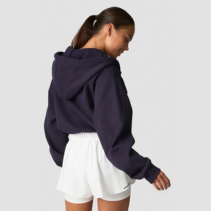 Everyday Cropped Zip Hoodie Wmn, Night Purple