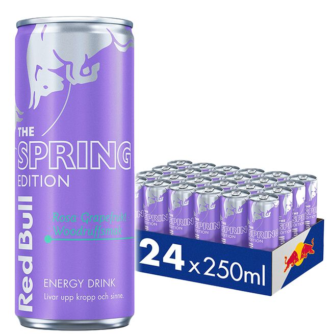 24 x Red Bull Energidrikk 250 ml Spring Edition Woodruff & Pink Grapefruit Rosa Grapefrukt Woodruff