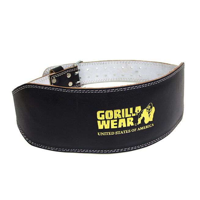 6 Inch Padded Leather Belt, Black/Gold - 2XL/3XL 