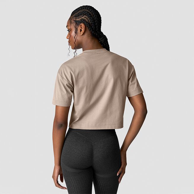 Everyday Cotton Cropped T-shirt, Greige
