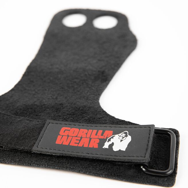 2-Hole Leather Lifting Grips Svart