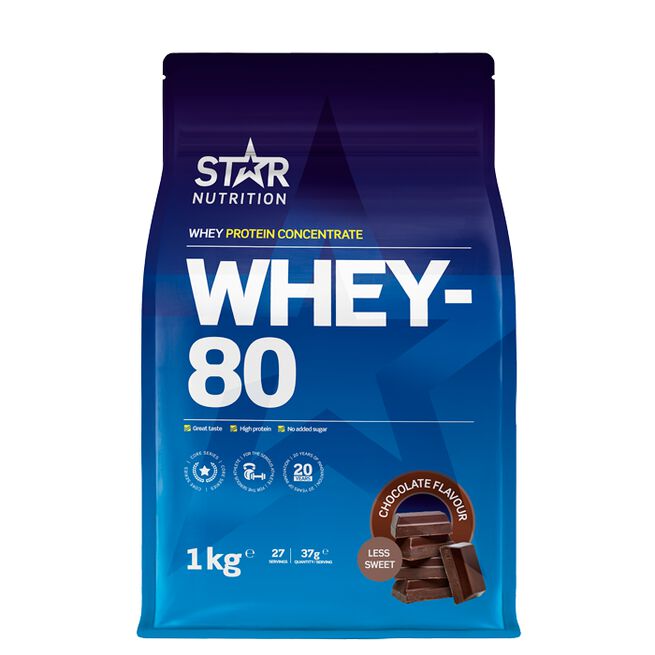 Whey-80 Myseprotein 1 kg Choklad (less sweet)