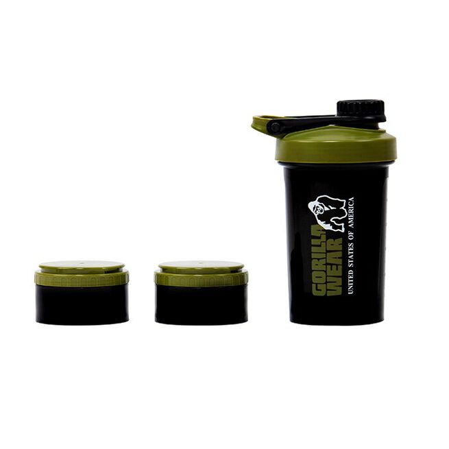 Shaker 2 Go Svart/Grønn 500 ml + 130 ml x 2