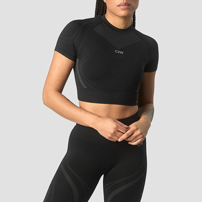 Ultra Seamless Cropped T-skjorte Wmn, Black