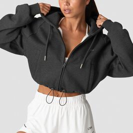 Everyday Cropped Zip Hoodie Wmn, Grey Melange Everyday Cropped Zip Hoodie Wmn, Grey Melange