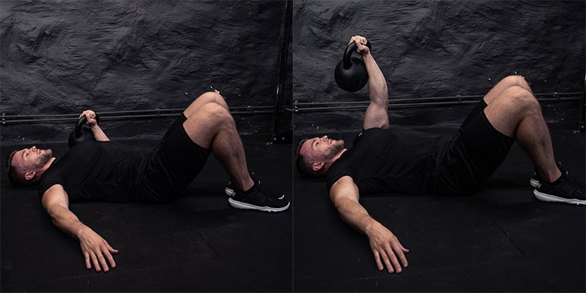 øvelse 3 Enarms Floorpress med kettlebell