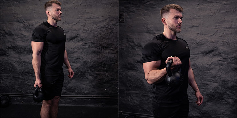 øvelse 7 bicepscurl med kettlebell