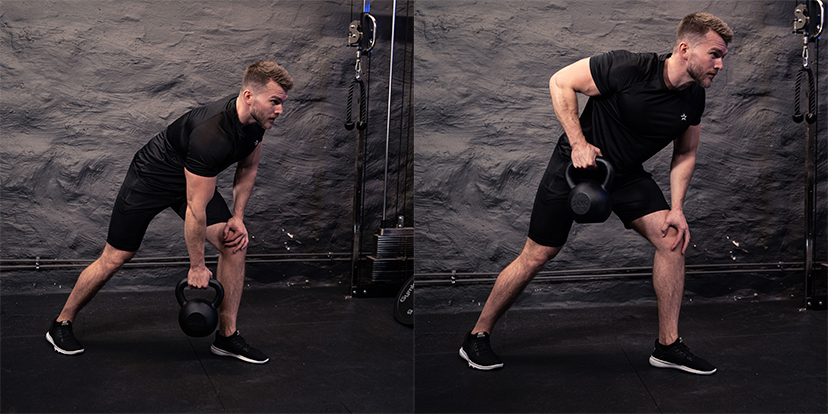 øvelse 5 enarmsroing med kettlebell