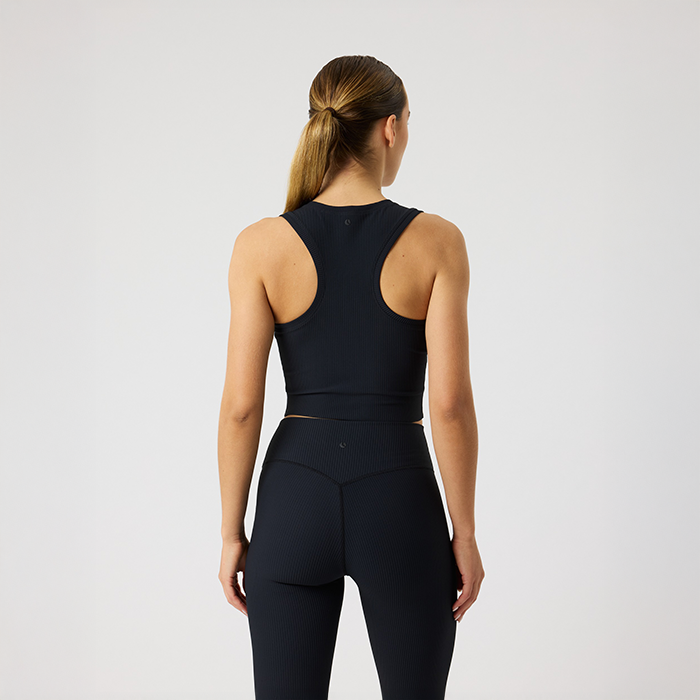 Studio Ribbed Cropped Singlet Svart