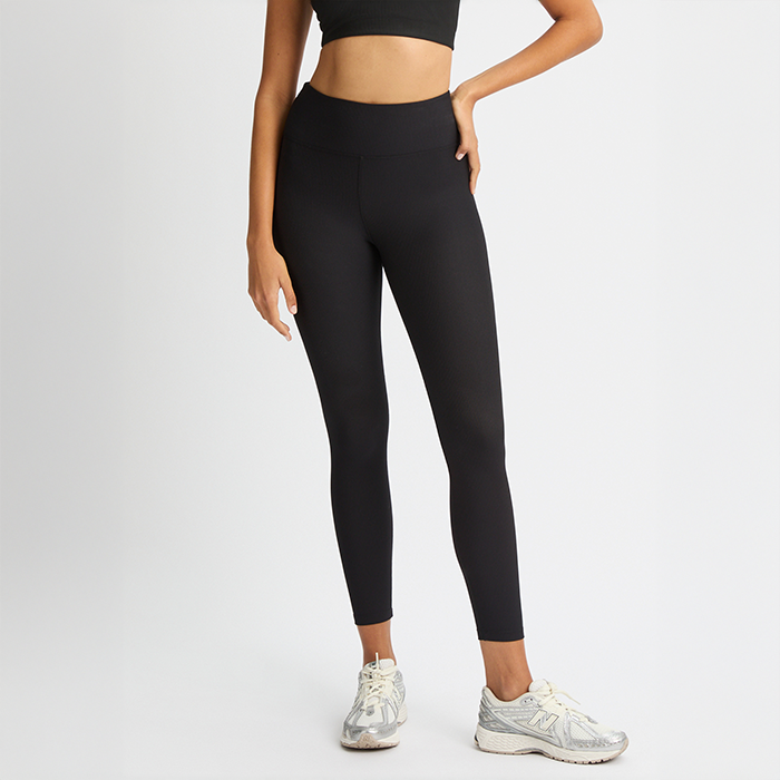 Ribbestrikkede Tights Svart