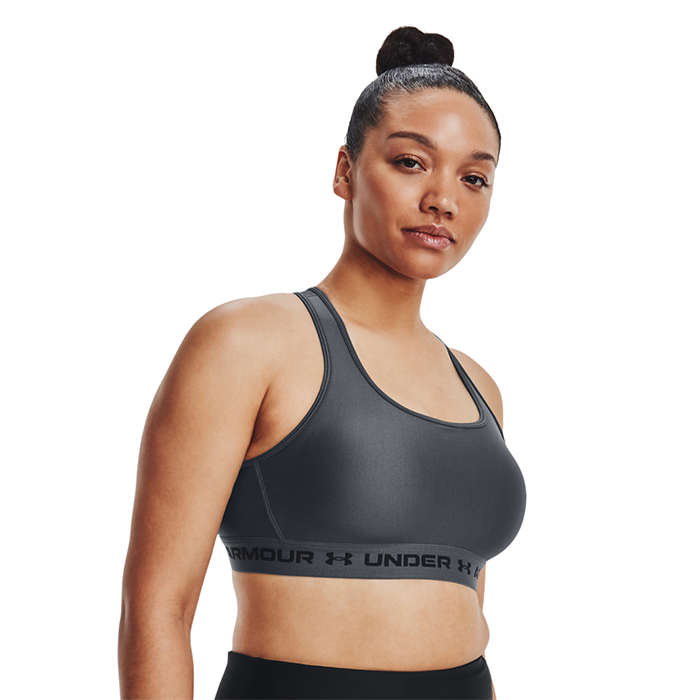 UA Crossback Mid Bra, Pitch Gray/Black