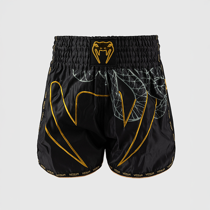 Serpenti Muay Thai-Shorts Svart S&oslash;lv Gull