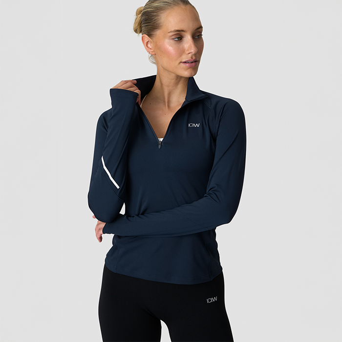 Everyday Langermet Stripet 1/4 Zip Bl&aring;
