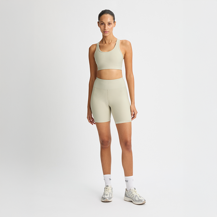 Ribbestrikkede Sykkelshorts Beige
