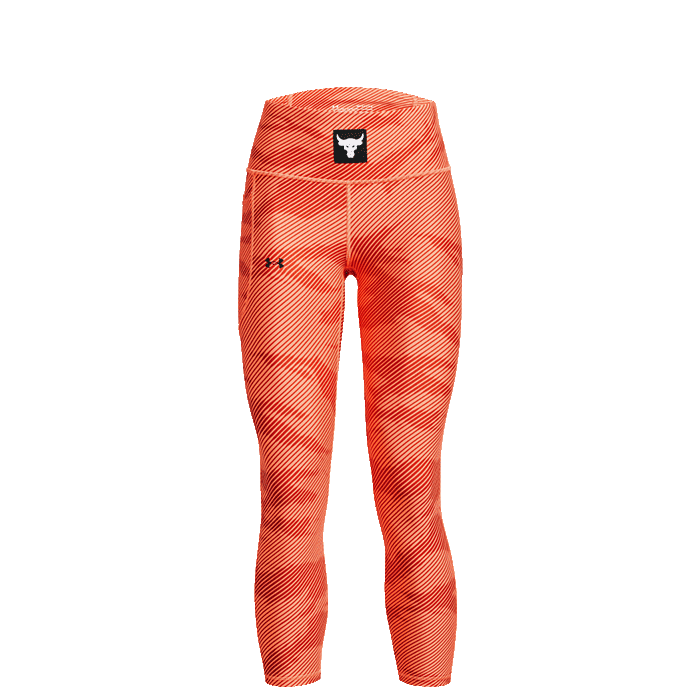 UA Project Rock HG Ankle Legging, Electric Tangerine/White