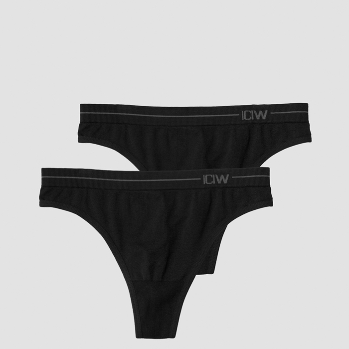 Everyday Seamless Thong 2-pack, Black