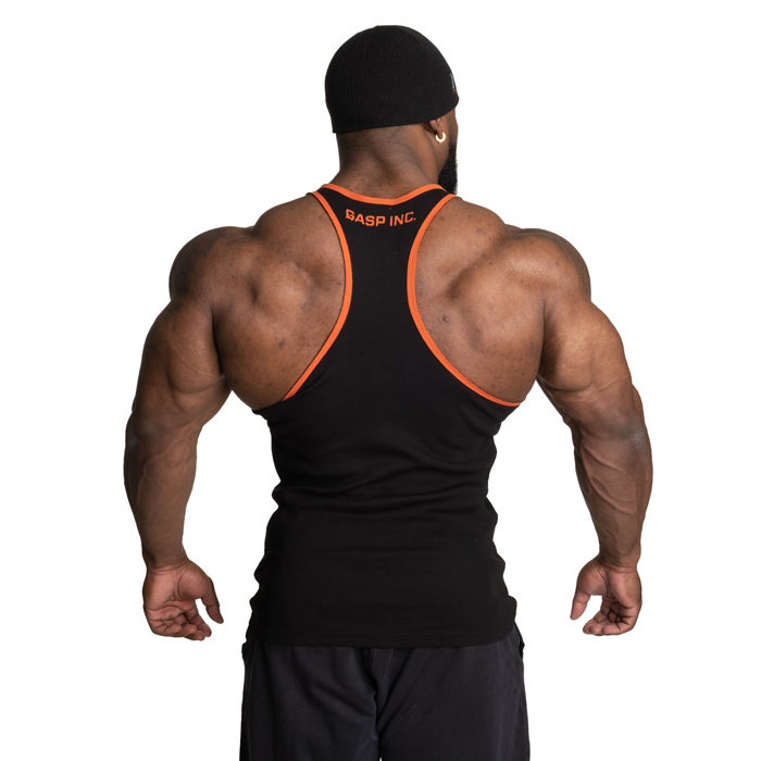 Ribbet Singlet Svart Oransje