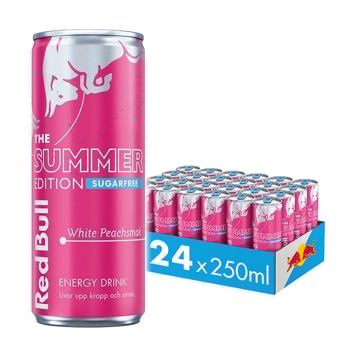 24 x Red Bull Energidryck, 250 ml, Summer Edition White Peach