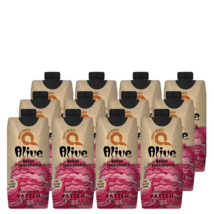 12 x ALIVE, 500 ml, Bringebær/Vannmelon