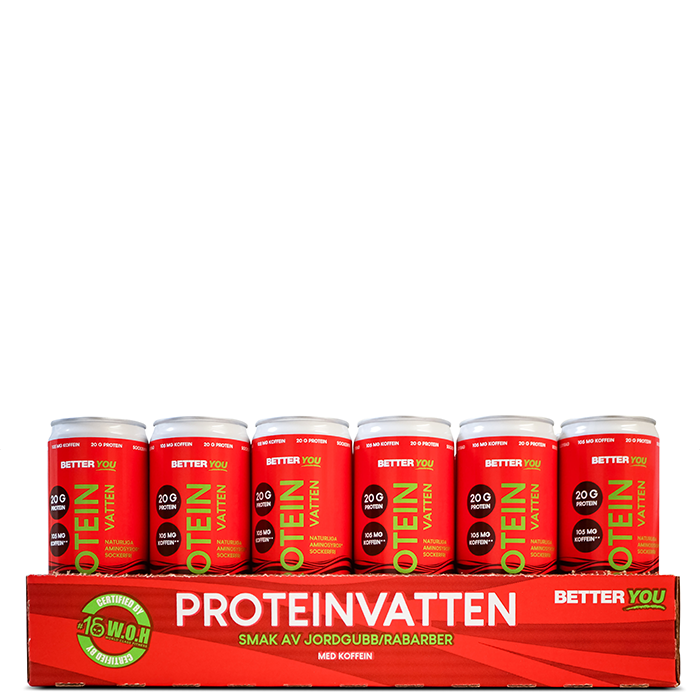 24 x Proteinvann Koffein Jordbær Rabarbra 330 ml