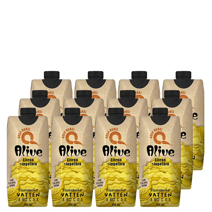 12 x ALIVE, 500 ml, Sitron/Ingefær