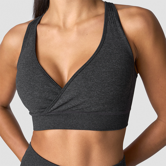 Soft Seamless Adjustable Sports Bra, Graphite Melange