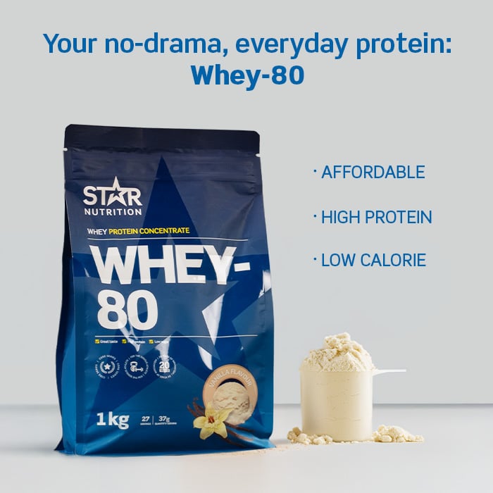 Whey-80 Myseprotein 1 kg vanilj