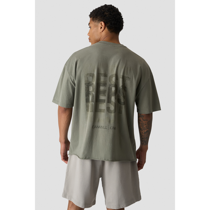 Grit T-Shirt Print, Stonewashed Warm green