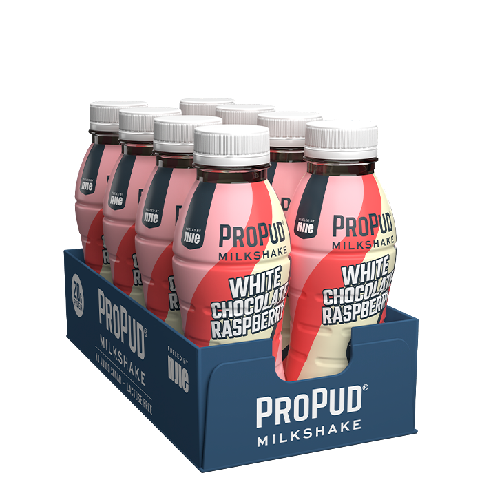 8 x ProPud Protein Milkshake, 330 ml, White Chocolate Raspberry