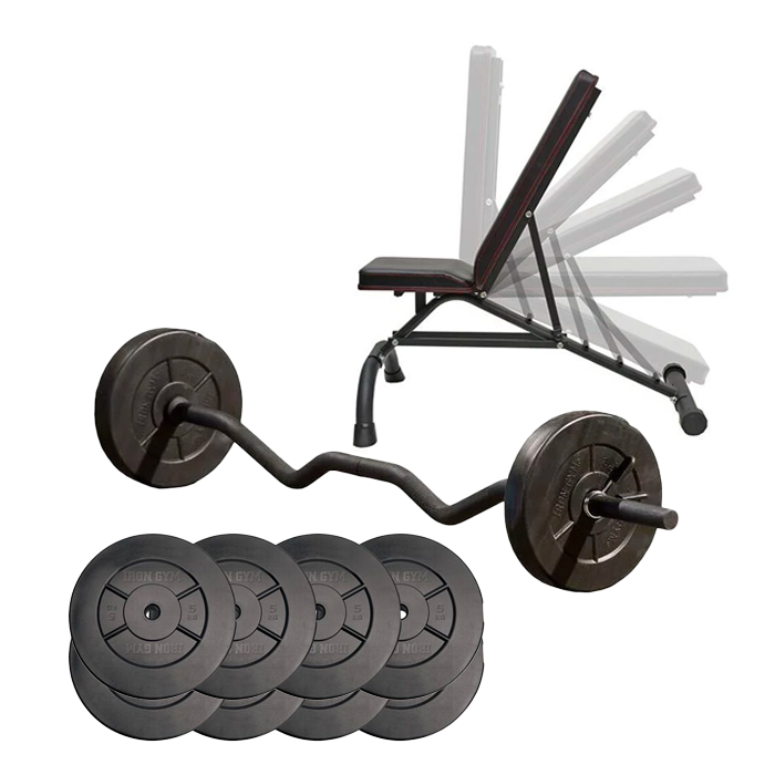 Iron Gym 63 kg styrkesett inkludert benk