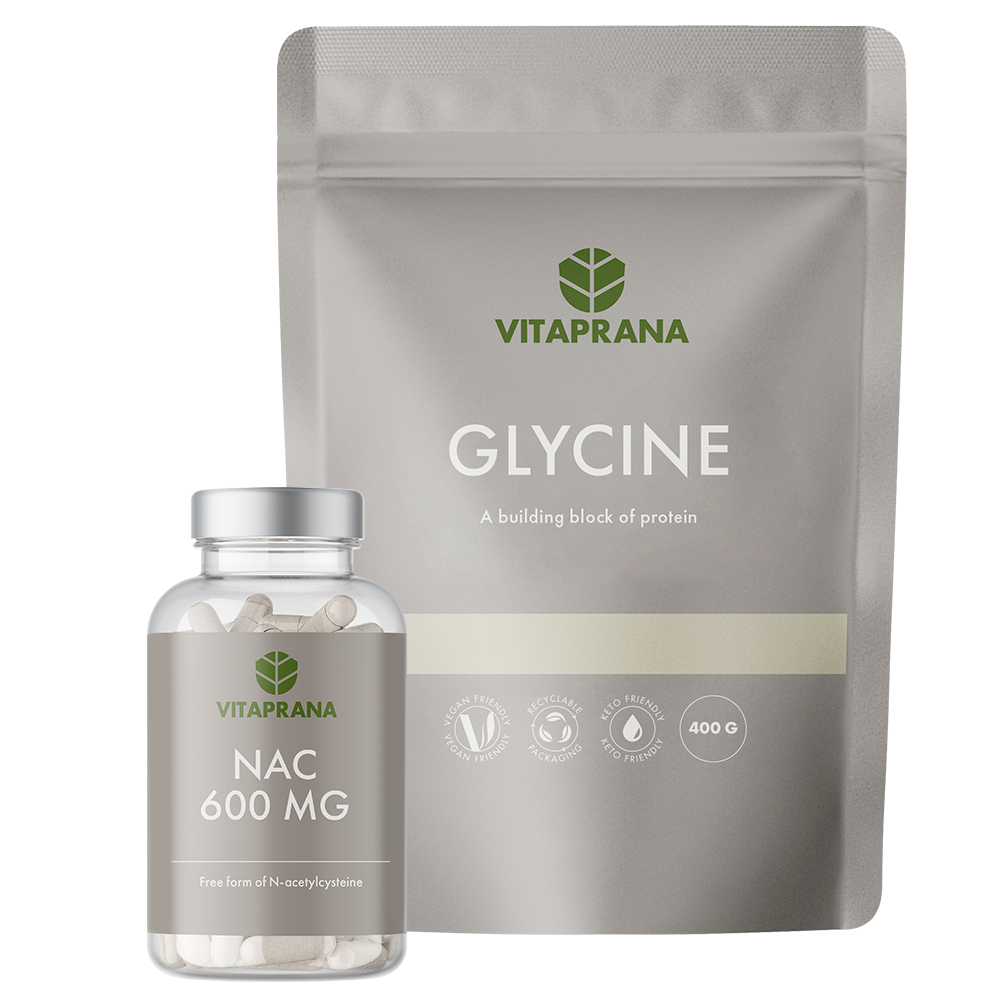 Glycin 400g + NAC 600 mg 100 kapsler Aminosyrer