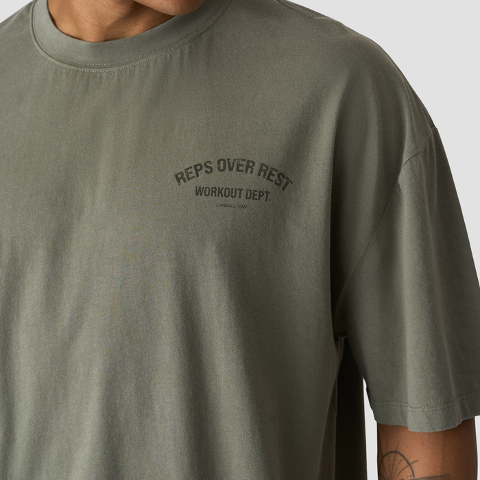 Grit T-Shirt Print, Stonewashed Warm green