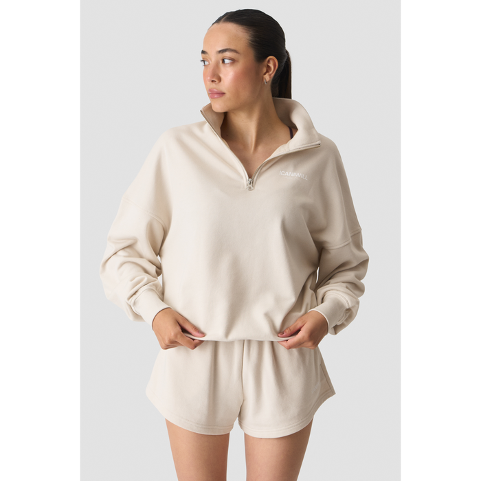 Everyday Terry Sweatshirt 1/4 Zip Lys Beige