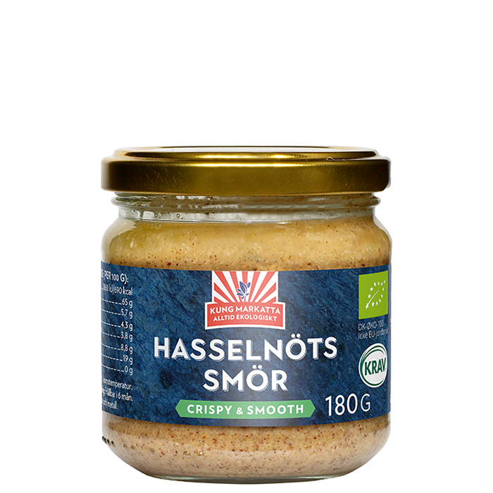 Hasselnøttsmør uten salt ØKO, 180 gram