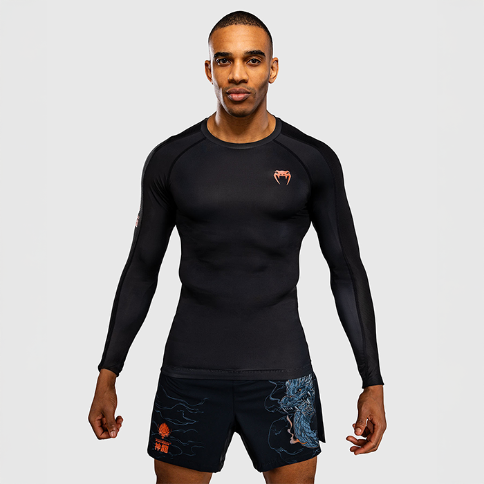 Venum Thunder Dragon Langermet Rashguard Svart Gr&aring; Kobber