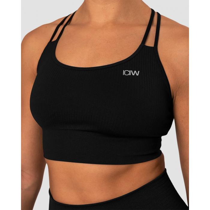 Ribbed Define Seamless Sports Bra, Black
