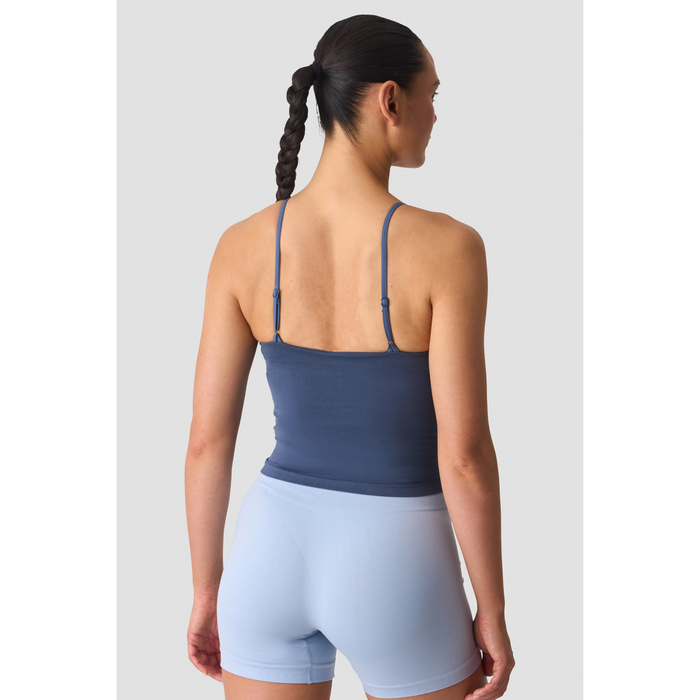 Smooth Seamless 2 i 1 Singlet med Tynne Stropper Bl&aring;