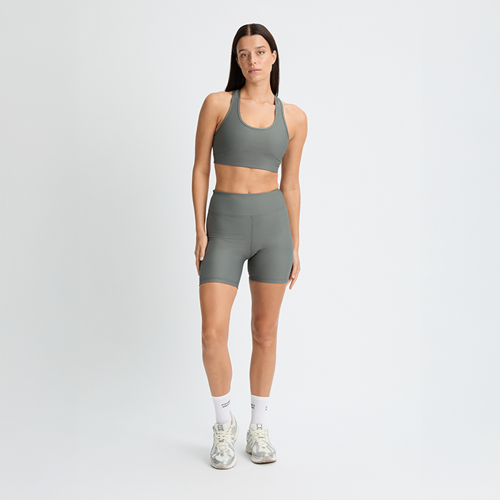 Ribbestrikkede Sykkelshorts Gr&oslash;nn