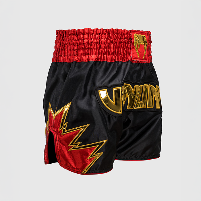 Inferno Muay Thai Shorts Svart Gull R&oslash;d