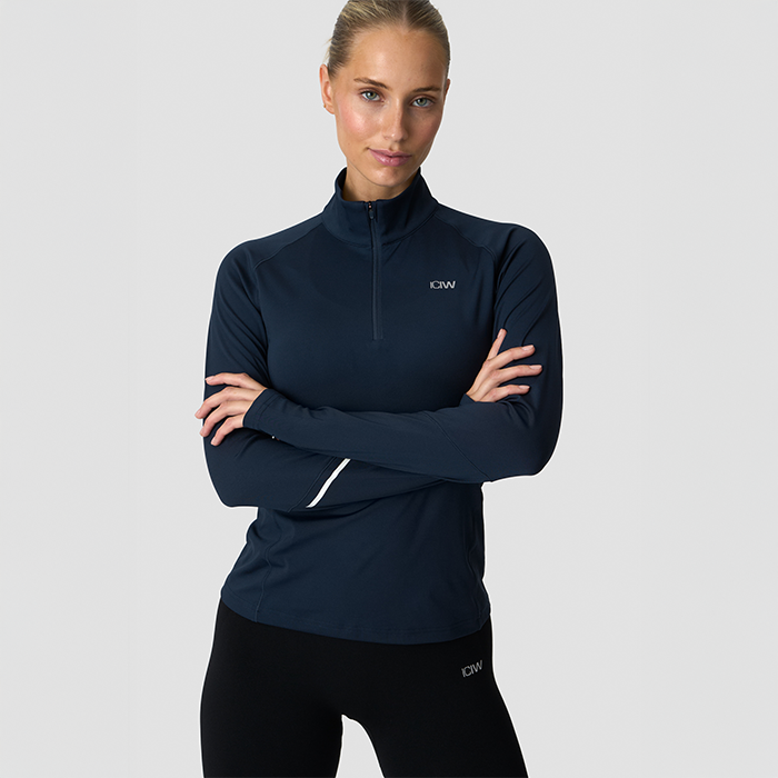 Everyday Langermet Stripet 1/4 Zip Bl&aring;