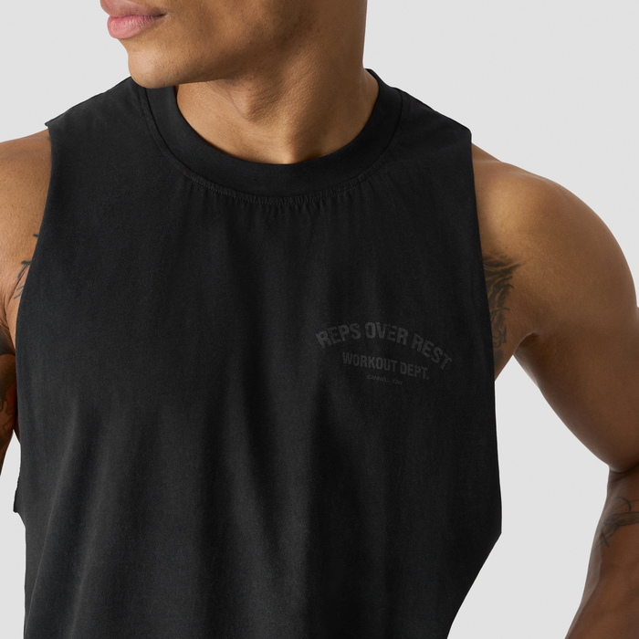 Grit Deep Cut Tank, Stonewashed Black